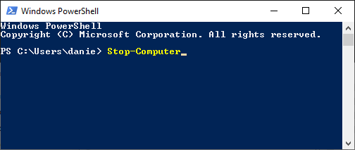 Apague Windows 10 con el cmdlet Stop-Computer en PowerShell