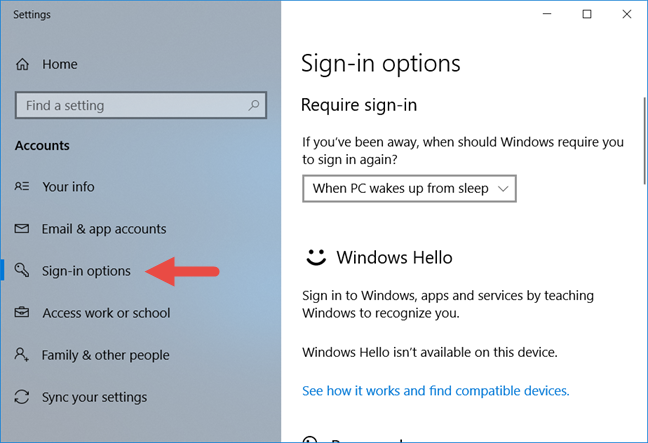 Windows 10, contraseña de usuario
