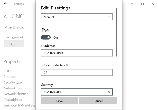 Configurar manualmente una dirección IP en una PC con Windows 10